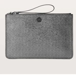 Lululemon Goody Bag Wristlet Silver with Black Detail